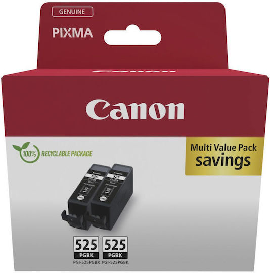 Canon PGI-525 Γνήσιο Πακέτο 2 Μελανιών Εκτυπωτή InkJet Μαύρο (4529B017) - Image 1