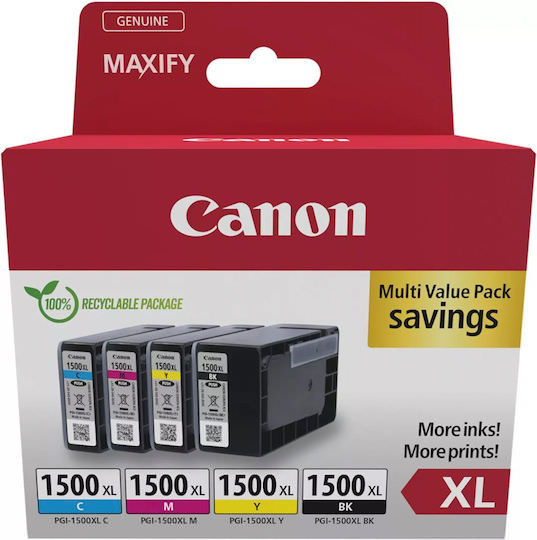 Canon Pgi-1500 Xl Bk C M Γνήσιο Πακέτο Μελανιών Εκτυπωτή InkJet Κυανό (9182B010) - Image 1