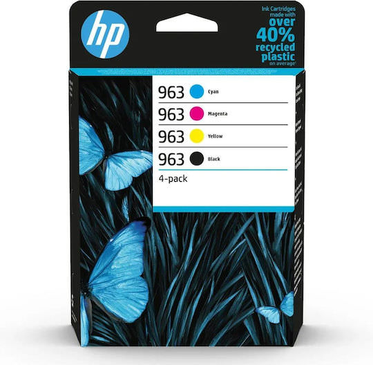 HP 963 Γνήσιο Πακέτο 4 Μελανιών Εκτυπωτή InkJet Κίτρινο / Κυανό / Ματζέντα / Μαύρο (6ZC70AE) - Image 1