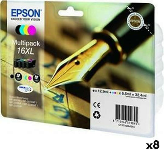 Epson 16XL Γνήσιο Πακέτο 8 Μελανιών Εκτυπωτή InkJet Κίτρινο / Κυανό / Ματζέντα / Μαύρο - Image 1