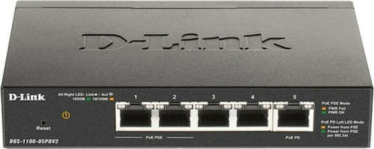 D-Link DGS-1100-05PD v2 Managed L2 PoE Switch με 5 Θύρες Gigabit (1Gbps) Ethernet - Image 1