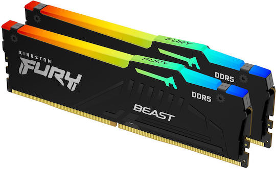Kingston Fury Beast RGB DDR5 32GB RAM με 2x16GB Modules και Ταχύτητα 6000 για Desktop - Image 1