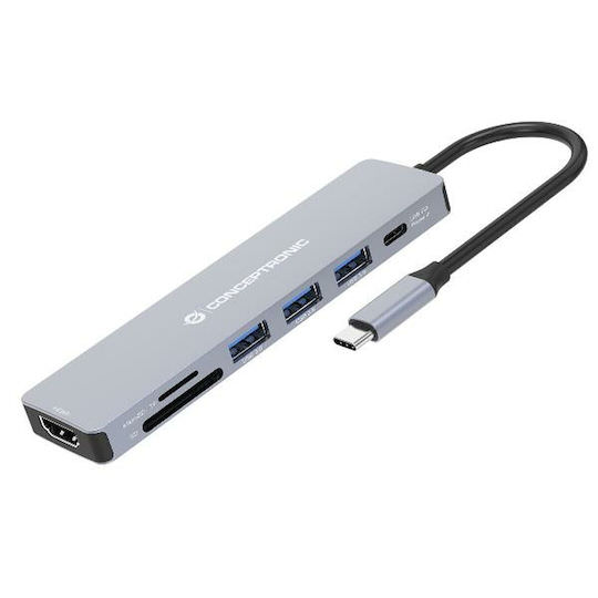Conceptronic USB-C Docking Station με HDMI 4K PD Γκρι (DONN19G) - Image 1