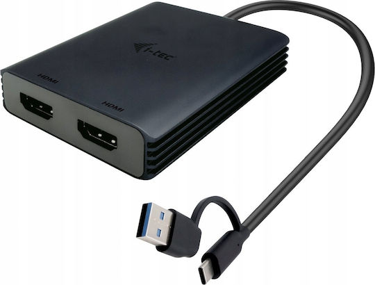 i-tec USB-A / USB-C Docking Station με HDMI 4K και σύνδεση 2 Οθονών Μαύρο (CADUAL4KHDMI) - Image 1