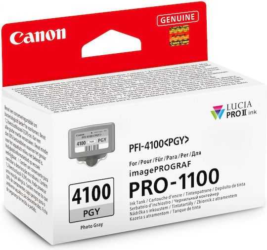 Canon PFI-4100 Γνήσιο Μελάνι Εκτυπωτή InkJet Photo Γκρι (6784C001) - Image 1