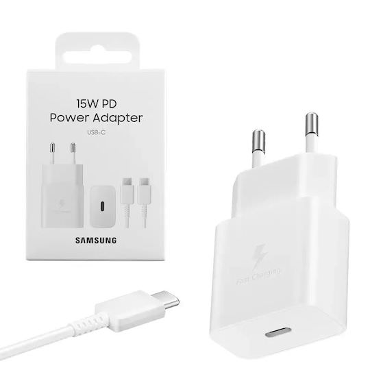 Samsung Φορτιστής με Θύρα USB-C και Καλώδιο USB-C - USB-C 15W Power Delivery Λευκός (EP-T1510X) - Image 1