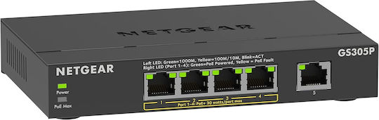 NetGear GS305P-300EUS Managed L3 PoE Switch με 4 Θύρες Gigabit (1Gbps) Ethernet - Image 1