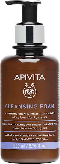 Apivita Olive, Lavender & Propolis Olive, Lavender & Propolis Αφρός Καθαρισμού Προσώπου & Ματιών 200ml - Image 1