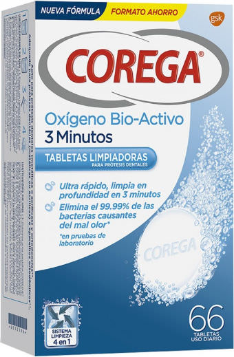 Corega 3 Minute Active Oxygen Καθαριστικό Οδοντοστοιχίας 66 ταμπλέτες - Image 1