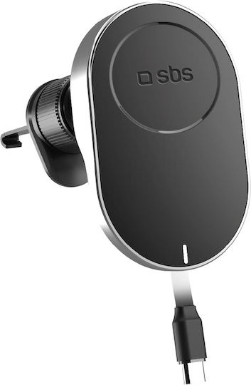 SBS Βάση Κινητού Αυτοκινήτου με Μαγνήτη και Ασύρματη Φόρτιση Μαύρη - Image 1