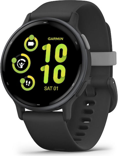 Garmin Vivoactive 5 Aluminium 42mm Αδιάβροχο Smartwatch με Παλμογράφο (Slate Bezel With Black Silicone Band) - Image 1