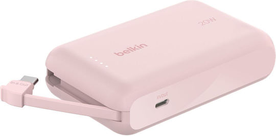 xlarge_20250107112026_belkin_boostcharge_power_bank_10000mah_20w_me_thyra_usb_c_roz.jpeg Belkin BoostCharge Power Bank 10000mAh 20W με Θύρα USB-C Ροζ - Image 1