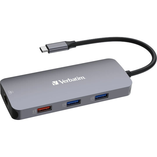 Verbatim CMH-9 USB-C Docking Station με HDMI 4K PD Ethernet Γκρι - Image 1