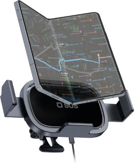 SBS Βάση Κινητού Αυτοκινήτου με Ρυθμιζόμενα Άγκιστρα και Ασύρματη Φόρτιση Μαύρη SUPWIR15FOLD - Image 1
