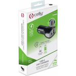 Celly Φορτιστής Αυτοκινήτου 17W 3.4A με Θύρες: 1xUSB 1xType-C μαζί με Καλώδιο Type-C Μαύρος - Image 3