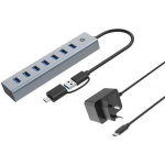 Conceptronic USB 3.0 Hub 7 Θυρών με σύνδεση USB-A / USB-C & Θύρα Φόρτισης Ασημί - Image 2
