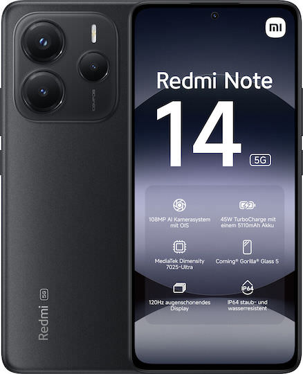 Xiaomi Redmi Note 14 NFC 5G Dual SIM (6/128GB) Midnight Black - Image 1