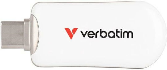 Verbatim 64GB USB 2.0 Stick με σύνδεση USB-C Λευκό - Image 1