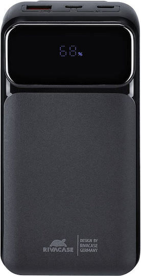Rivacase VA2221 Power Bank 20000mAh 22.5W με Θύρα USB-A και Θύρα USB-C Μαύρο - Image 1