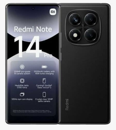 Xiaomi Redmi Note 14 Pro 4G NFC Dual SIM (12/512GB) Midnight Black - Image 1