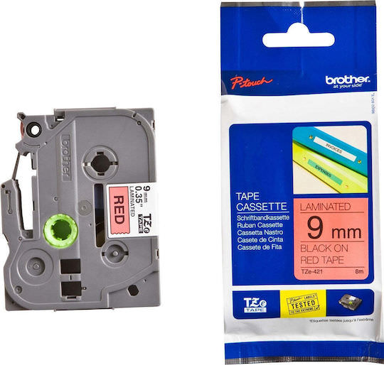 Brother TZE421 Ταινία Ετικετογράφου 8m x 9mm σε Κόκκινο Χρώμα - Image 1