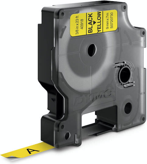 Ταινία Ετικετογράφου Dymo Standard 40918 9 Mm X 7 M Μαύρα Γράμματα Κίτρινο Φόντο S0720730 Dymo40918 - Image 1