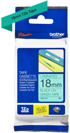 Brother TZe-741 Ταινία Ετικετογράφου 8m x 18mm σε Πράσινο Χρώμα - Image 1
