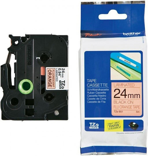 Brother TZe-B51 Ταινία Ετικετογράφου 5m x 24mm σε Πορτοκαλί Χρώμα - Image 1