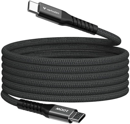 Verbatim Braided USB 2.0 Cable USB-C male - USB-C 100W Μαύρο 1.2m 31863 - Image 1