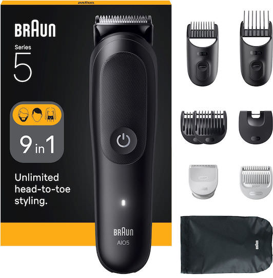 Braun All-in-one Series 5 Σετ Επαναφορτιζόμενης Κουρευτικής Μηχανής Μαύρο AIO5540 - Image 1