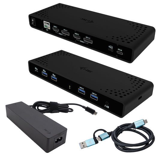 i-tec USB-C Docking Station με HDMI/DisplayPort 4K PD Ethernet και σύνδεση 2 Οθονών Μαύρο (CADUA4KDOCKPDB100) - Image 1