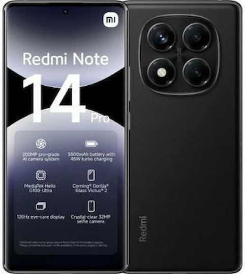 Xiaomi Redmi Note 14 Pro 4G NFC Dual SIM (8/256GB) Midnight Black - Image 1