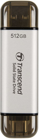 Transcend ESD310S 512GB USB 3.2 SSD Stick με σύνδεση USB-A & USB-C Ασημί - Image 1