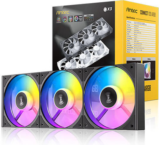 Antec C120 Case Fan με ARGB Φωτισμό και Σύνδεση 3-Pin / 4-Pin PWM 3τμχ - Image 1