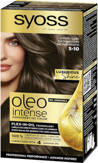 Syoss Oleo Intense Βαφή Μαλλιών Χωρίς Αμμωνία 5-10 Καστανό Ανοιχτό 50ml - Image 1