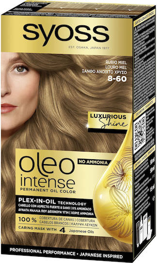 Syoss Oleo Intense Βαφή Μαλλιών Χωρίς Αμμωνία 8-60 Ξανθό Ανοιχτό Χρυσό 50ml - Image 1