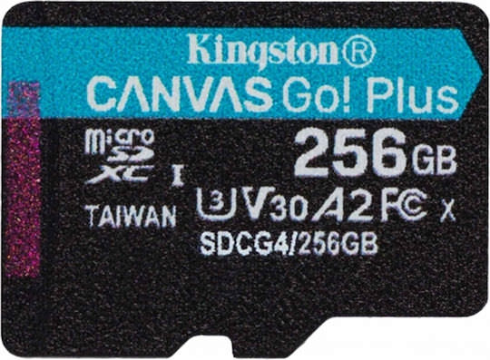Kingston Canvas Go Plus microSDXC 256GB Class 10 U3 V30 A2 UHS-I με αντάπτορα - Image 1