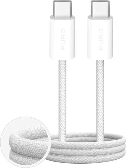 Puro Braided USB 2.0 Cable USB-C male - USB-C 60W Λευκό 2m - Image 1
