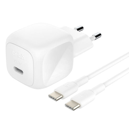 Belkin Φορτιστής με Θύρα USB-C και Καλώδιο USB-C 45W Power Delivery Λευκός (WCA013KQ1MWH-B6) - Image 1
