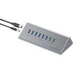 Conceptronic USB 3.0 Hub 10 Θυρών με σύνδεση USB-C και Εξωτερική Παροχή Ρεύματος Γκρι