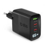 SBS Φορτιστής Χωρίς Καλώδιο με Θύρα USB-A και 2 Θύρες USB-C 45W Power Delivery Μαύρος