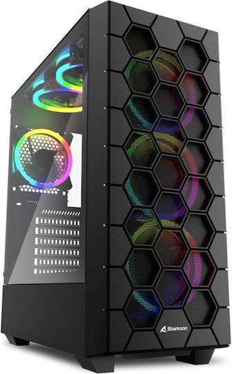 Sharkoon HEX Gaming Midi Tower Κουτί Υπολογιστή με Πλαϊνό Παράθυρο και RGB Φωτισμό Μαύρο - Image 1