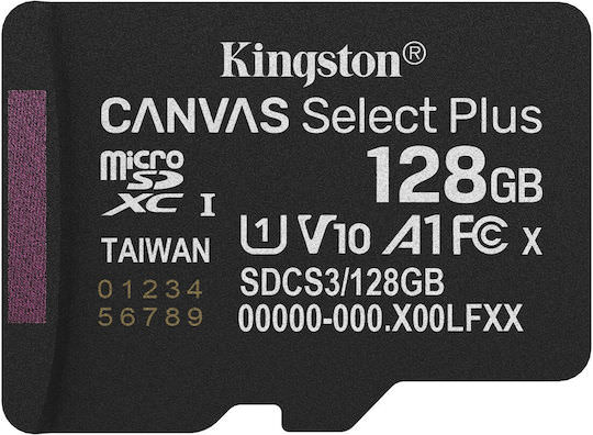Kingston Canvas Select Plus microSDXC 128GB Class 10 U1 A1 με αντάπτορα - Image 1