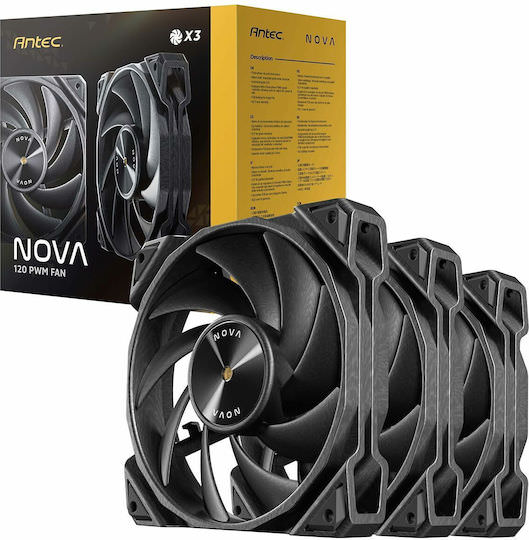 Antec NOVA 120 Case Fan με Χωρίς Led Φωτισμό και Σύνδεση 4-Pin PWM 3τμχ - Image 1