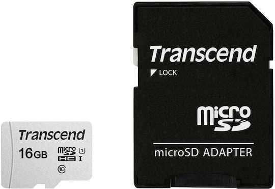 Transcend 300s microSDHC 16GB Class 10 U1 V30 A1 UHS-I με αντάπτορα - Image 1