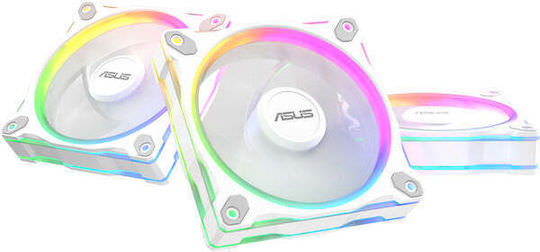 Asus Prime MR120 Reverse Case Fan με ARGB Φωτισμό και Σύνδεση 4-Pin PWM 3τμχ Λευκό - Image 1