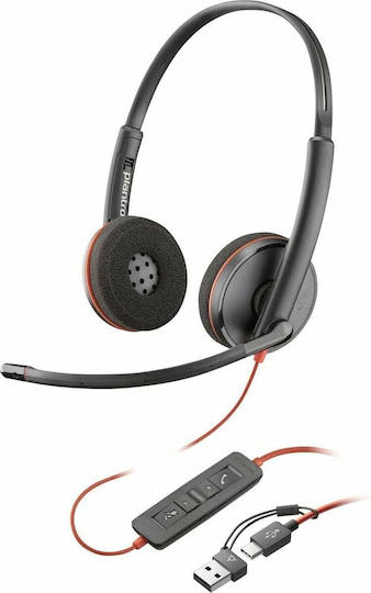 HP Blackwire 3220 Stereo USB-C Headset +USB-C/A Adapter On Ear Multimedia Ακουστικά με μικρόφωνο και σύνδεση USB-A / USB-C - Image 1