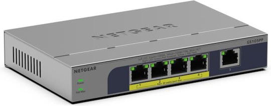 NetGear GS105PP Unmanaged L2 PoE Switch με 5 Θύρες Gigabit (1Gbps) Ethernet - Image 1
