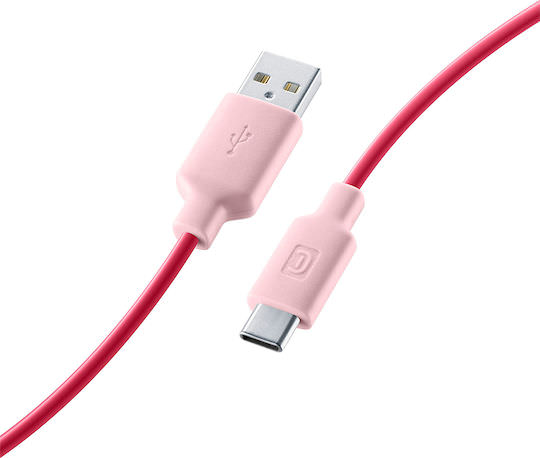 Cellular Line USB 2.0 Cable USB-C male - USB-A Ροζ 1m - Image 1