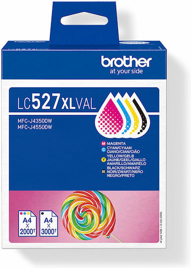 Brother LC527XLVAL Γνήσιο Πακέτο 4 Μελανιών Εκτυπωτή InkJet Κίτρινο / Κυανό / Ματζέντα / Μαύρο - Image 1